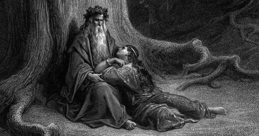 Gustave Doré, gravure "Merlin et Viviane"